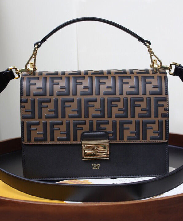 Fendi Kan I Leather Bag 8BT315 Coffee